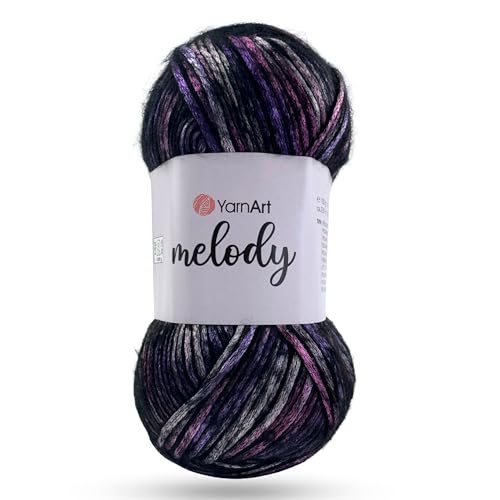 YarnArt Melody Variegated Chainette Metallic Sheen Fiber for Knitting Crochet & Embroidery 100g (3.5 oz) Skein 230m (251 yd) Premium Blend of 70% Polyamide 21% Acrylic 9% Wool (903)