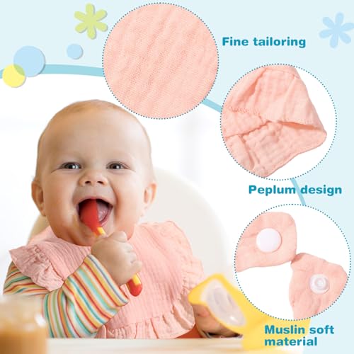 Frienda 10 Pcs Muslin Baby Bibs Cotton Bandana Drool Bib Baby Burp Cloths Drool Teething Bibs for Newborn Baby Girl Boy (Light Color)3
