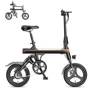 Jasion EB3 Electric Bike Adults 21mph, 500W Peak Motor, 270Wh Battery, Rear Suspension, 3 Levels Assist, 14″ Folding Ebike for Adults and Teens, Complies to UL2849