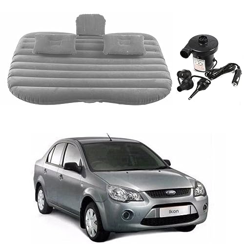 Image of Oshotto Multifunctional Car Travel Bed Mattress with Two Air Pillows, Car Air Pump Compatible with Ford Ikon (Grey)