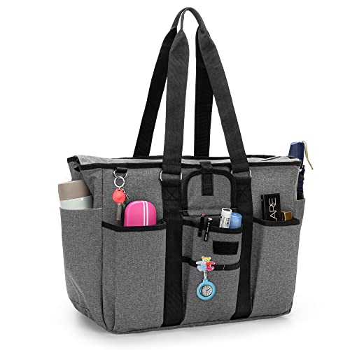 LoDrid Teacher Tote with Padded Bottom, Large Utility Bag for Work