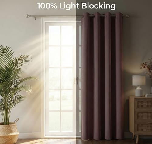 Image of VAS COLLECTIONS 100% Blackout Door Curtains, 7 Feet (121x215 cm) Set of 2, Plain, Thermal Insulated, Room Darkening Curtains for Living Room, Bedroom, (Antic Pink)