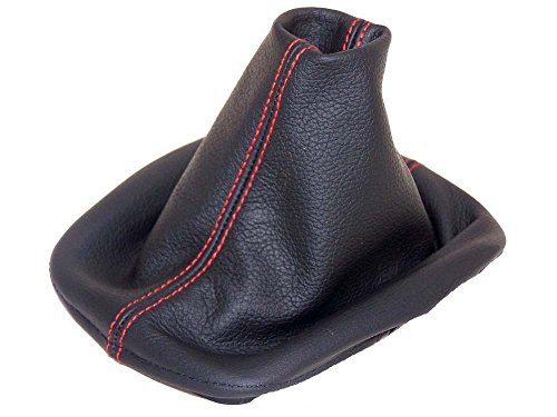 The Tuning-Shop Ltd for Volkswagen Golf IV VW Bora 1998-2005 Shift Boot Black Italian Leather Red Stitching