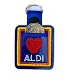 Aldi shopping cart quarter holder embroidered Red heart love keychain key fob Quarter keeper. Coin holder-Handmade in the USA