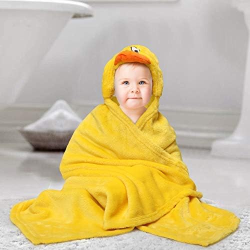 Kassy Pop Cartoon Hooded Microfiber Fleece Baby Blankets Cum Bath Towels/Robes - Soft & Super-Absorbing, Excellent Baby Shower Gift for Newborns to Toddlers, 30 x 40 inches, 0-2 Yrs, Yellow1