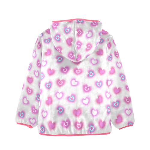 Burning Heart Toddler Fleece Jacket Baby Girls Hooded Zipper Long Sleeve Thick Warm Outerwear 3-10 Years2