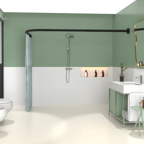 Opiniones de Cortinero para Baño en Escuadra Walmart de esta semana. 47 Barra de cortina de ducha negra en forma de L, barra de ducha curva de 28-39 x 43-67 pulgadas, barras de ducha ajustables para baño, barras de cortina de ducha de esquina...