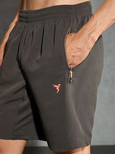 Image of TECHNOSPORT Men Solid Slim Fit Sports Shorts Techno LITE UPF50+ Polyester Mid Rise Drawstring Shorts Pant for Men Gym Workout Running Cricket Casual Quick Dry