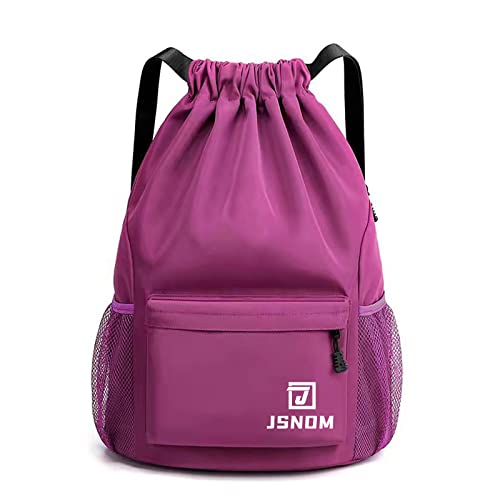 Sac à dos imperméable mauve avec cordons de sport pour homme femme
