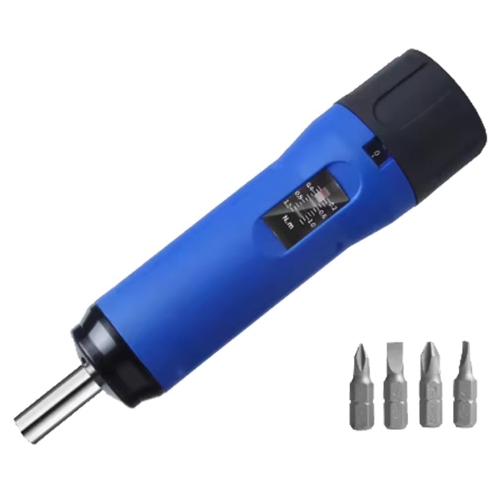 Littimoon Digital Display Preset Adjustable Torque Screwdriver with 1/4In Drive 4Bits Included with Box Torque Set 0.1-0.6NM