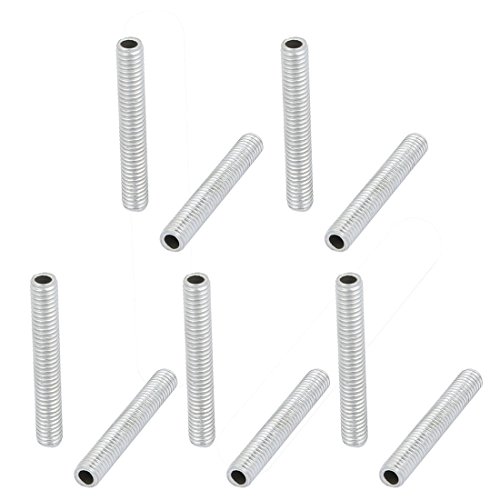Image of uxcell Lamp Pipe Nipple, M6 Thread 40mm Length Hollow Lamps Repair Part Hardware for Lamp Lights, Zinc Plated Silver Tone, Pack of 10
