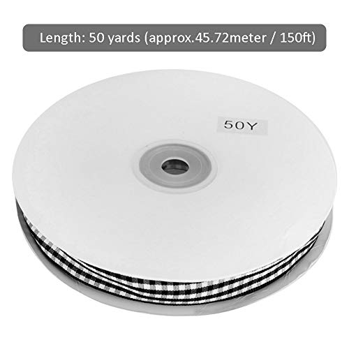 Kariertes Band, Delaman kariertes Band, 45 Meter/Rolle zum Basteln, Basteln, Kleidung, Dekoration, Zubehör für Schleifen, Handwerk schwarz / weiß