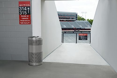 Image of Rubbermaid Commercial Products Classic Trash Can, 51-Gallon, Stainless Steel Black, Hands-Free Indoor /Outdoor Garbage Bin for Mall /Stadium /Office /Lobby /Restaurant