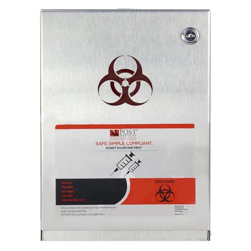 Conseal Sharps Cabinet, Sharps Disposal Container Storage, Sharps Container Wall Mount for 1 Gallon Biohazard Containers, Sharps Containers with Lock & Key, Powder Coated Steel Grey