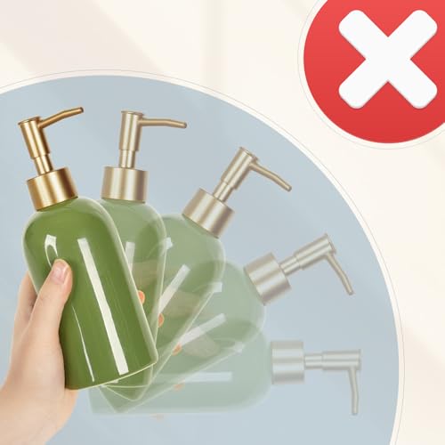 Image of Natheeph 14OZ Ceramic Soap Dispenser, White, Pump Dispenser for Bathroom /Kitchen, 200ml Liquid Capacity (2pc Green) | Refillable Dish Soap, Hand Soap, Wash Gel, Lotion & Liquid, Ceramic, for Bath, Kithen Sink, Laundry Room, Bedroom