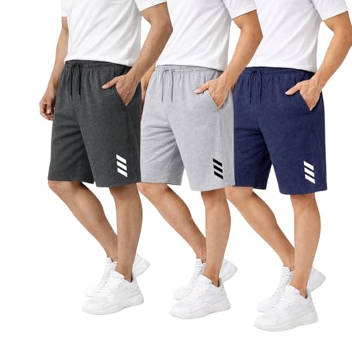 Image of KART BLACK Men's Regular Fit Shorts with Pocket|Casual Knit Shorts|Printed Shorts|Over Sized Shorts|(S,M,L,XL,XXL,3XL,4XL,5XL) Combo Pack of 3