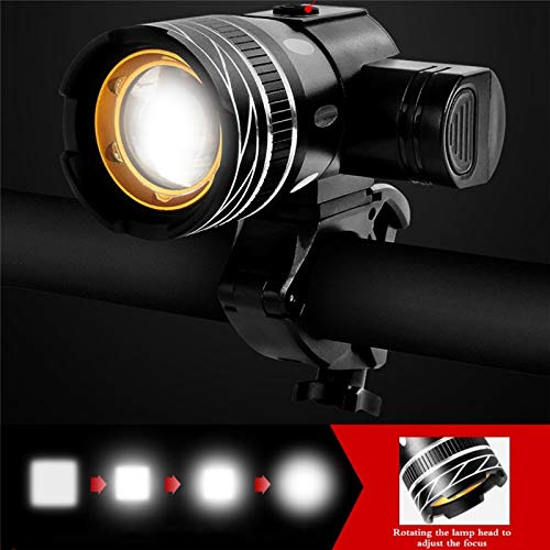 RajoNN Lumière De Vélo LED Ligne USB Feu Arrière Lumière De Vélo Réglable Batterie Rechargeable Zoomable Lampe De Phare De Vélo Avant