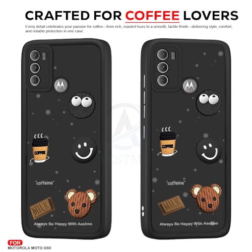 Image of AESTMO Back Case Cover for Moto G60 / G40 Fusion Cover | Cute Fun Cartoon 3D Ball | Coffee Silicone Case | Full Body Protection | Camera Protection Back Cover for Moto G60 / G40 Fusion (Black)