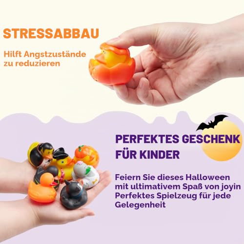 JOYIN 18 Stück Halloween Gummiente Quietscheente Badeente für Spaß Bad, Squirt Quietsche Ente, Süßes oder Saures Füllstoffe – Ansicht 4