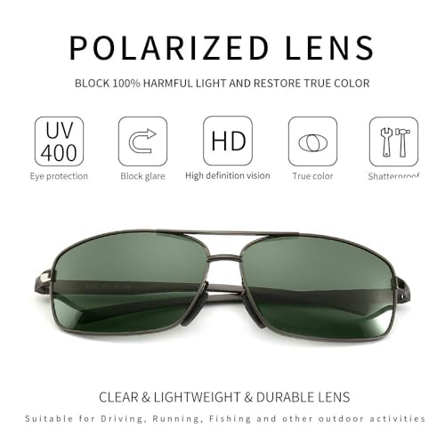 Image of SUNGAIT UV protection Ultra Lightweight Rectangular Polarized Sunglasses