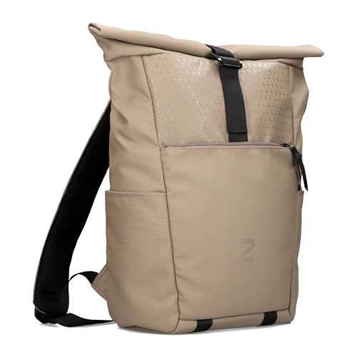 Zwei® Unisex Rucksack JONA JOR350 – Laptop-Rucksack 15 mit Rolltop, Seiteneingriff, Volumenerweiterung, gepolstertem Rücken & Gurten – wasserabweisend & robust für Alltag, Uni & Reisen (mocca)