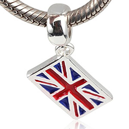 Breloque drapeau anglais en argent sterling 925 pour bracelet européen Pandora Royaume-Uni