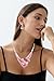 SFE Irregular Enamel Triangle Shape shell Collar Bib Bohemian Boho Statement Necklace Earrings Fashion Costume Jewelry Set for Women (Light Pink-Platinum Plated)