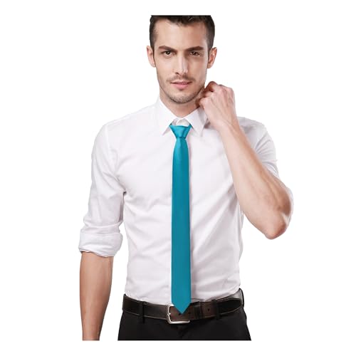 Image of Landisun Black Tie Men Women Solid Skinny Ties Slim Ties Satin Tie