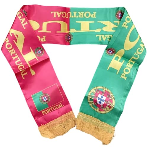 Lpitoy Bufanda De Portugal para Aficionados De Selección Nacional De Portugal, con Impresión De Doble, Ideal para Eventos Deportivos.