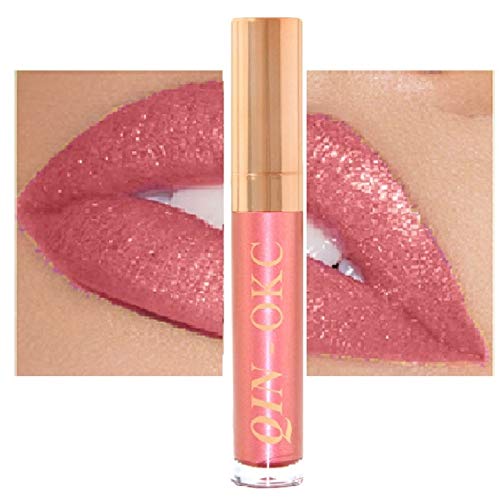 QIN - OKC Glitter Lip Gloss - High Shine Liquid lipstick Lipgloss - Shimmer lip oil gloss - Moisturizer Smooth For Woman - 0.25 fl oz - (Papaya Red Gloss) - Fashion Sense
