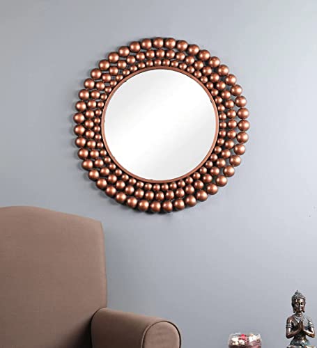 Image of Artemade De-Coppera Decorative Mirror | Wall Mounted Hanging Mirror for Home Decor | Round| Framed