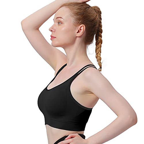 Woyyho Sports Bra Pack For Women Strappy Bra Sexy Open Back Athletic Removable Pads Yoga Bra #TOP5