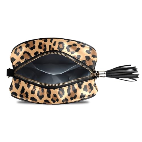 Women's Brown Leopard Animal Print Crossbody Bag, Satchel Handbag with Adjustable Chain Strap, 7.48x5.9x3.54in4