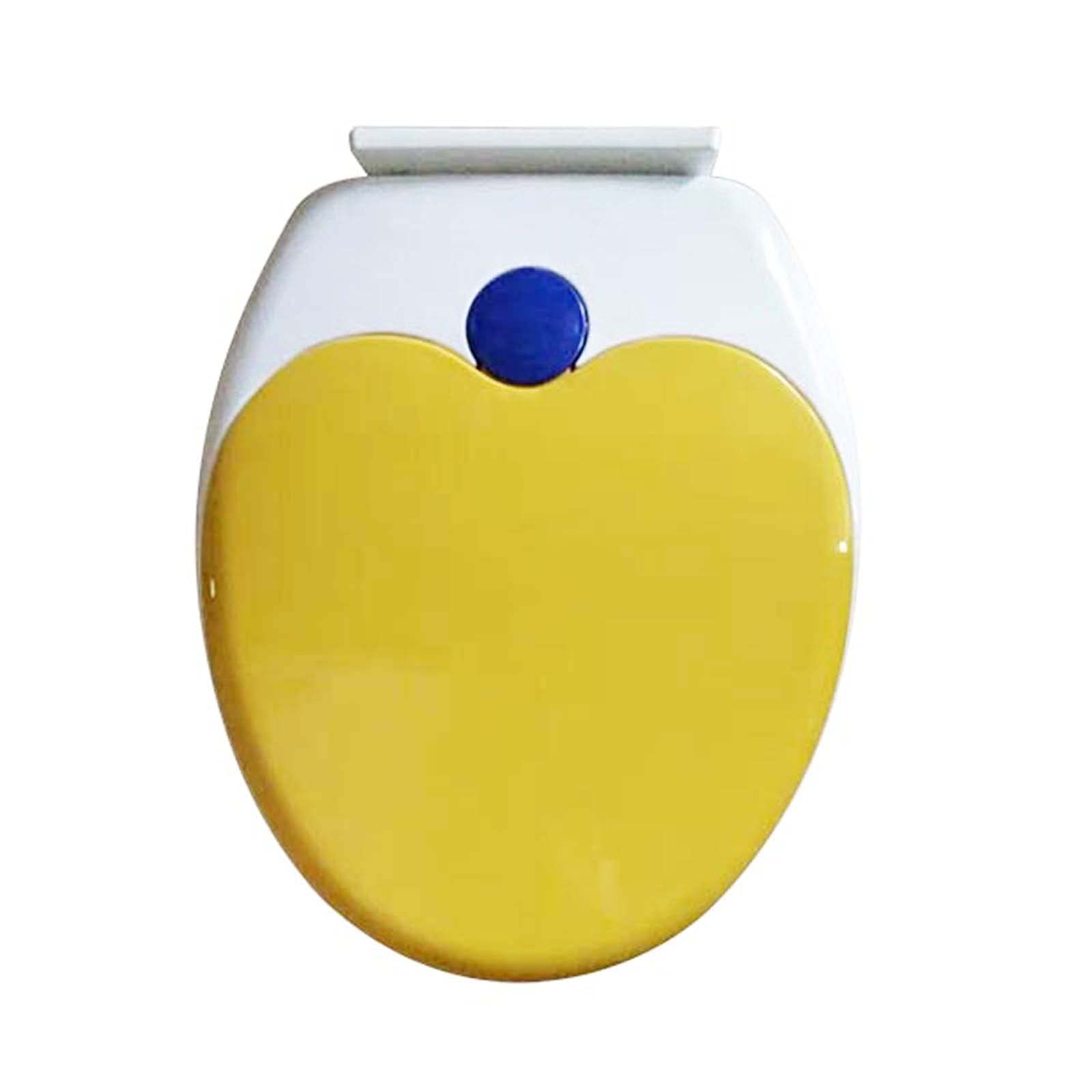 Sedile WC colorato con seggiolino per bambini integrato, sedile WC spesso, sedile WC a chiusura rallentata, materiale PP, installazione inferiore, facile da installare e pulire/giallo/allungato-V