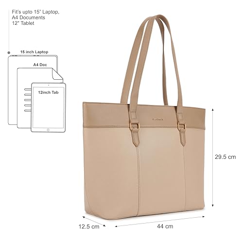 Image of Fastrack Croco Core Laptop Tote for Women, Women's Faux Leather Shoulder Bag, Fits 15-Inch Laptop, Organised Office Bag with Zip Pockets, Work and College Bag for Girls