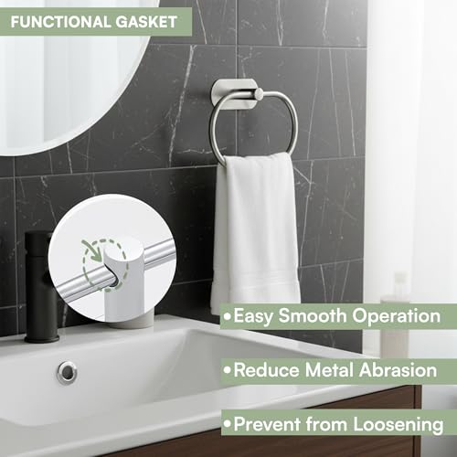 Image of Oslen Magic Sticker Self Adhesive Stainless Steel Towel Ring Holder - Capsule Shape Wall Mount, Chrome Finish, Rust-Resistant, Space-Saving Bathroom Accessory for Hand Towels No Drilling (Pack of 1)