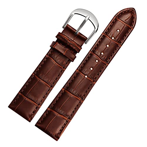 Bande de montre en cuir 18mm bracelet femme marron avec boucle argent