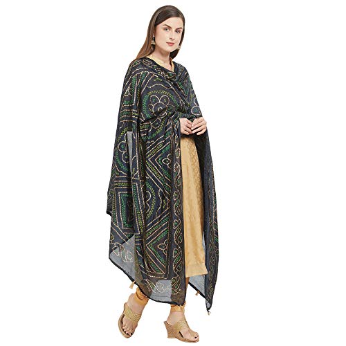 Image of DUPATTA BAZAAR Woman's Printed Bandhini Silk dupatta