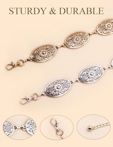 Image of TOPACC Western Metal Concho Belt for Women Cowgirl Chain Belts for Dresses Jeans Country Concert Outfit