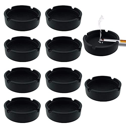 WSERE Lot de 10 Cendrier Cigarette en Silicone pour Homme et Femme Extérieur Intérieur Cendrier Cendrier Bureau Fumage Bureau Décoration 8.5 x 2.2cm Noir