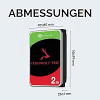 Seagate IronWolf Pro 2 TB, NAS interne Festplatte, 3.5 Zoll, 7200 U/Min, CMR, 256 MB Cache, SATA 6 GB/S, inkl. 3 Jahre Rescue Service, Modellnr.: ST2000NT001 – Ansicht 2