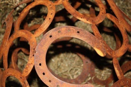 Rostikal Rostige Hufeisen Deko Kugel, Edelrost Metal,l Gartendekoration, Gartenkugel Rost