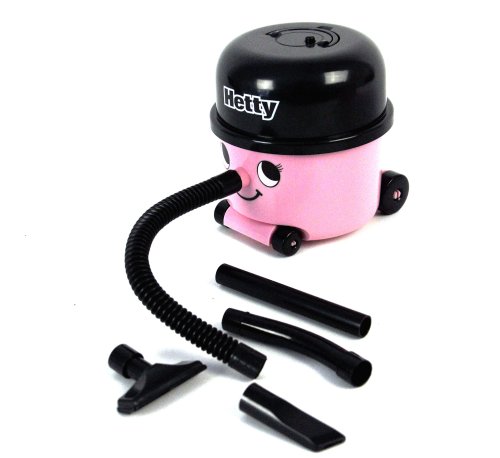 Hetty Hoover Schreibtischstaubsauger - Offiziell lizenziertes Henry Hoover, pinkfarbener Mini-Computer- & Tastaturreiniger, tragbare leichte Schreibtischreinigung, Neuheits-Geschenk für den Strumpf