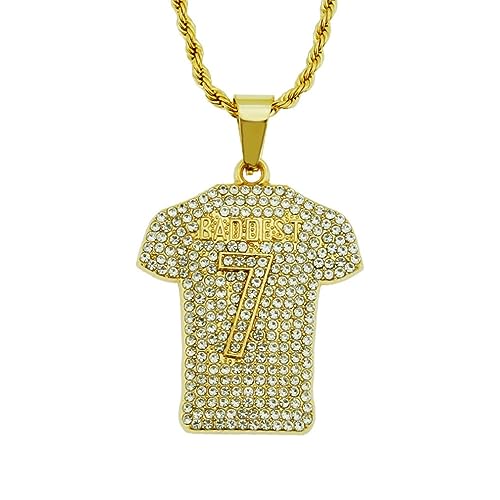 Bijou de sport punk collier maillot foot or numéro 7 aux finitions soignées pour homme