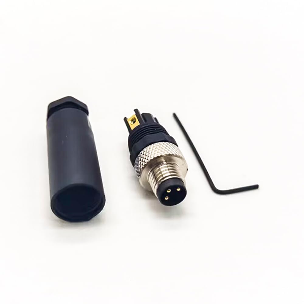 5 Stück M8 3 poliger Stecker, 8 mm Sensorkabelstecker Gewindesicherung M8 Aviation Stecker Rundsteckverbinder IP67 Wasserdicht Industrieller Rundstecker für den Außenbereich
