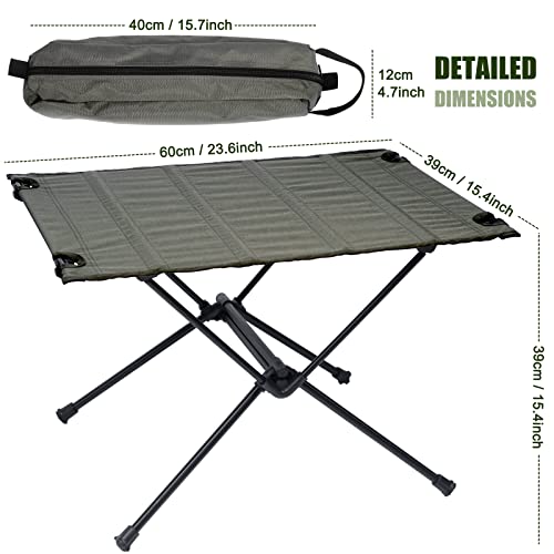 Apurioni Lightweight Folding Camping Table, Washable Fabric Compact Portable Table With Storage Bag For Outdoor, Hiking, Backpacking, Picnic, Travel, Fishing, Partio-Green #TOP4