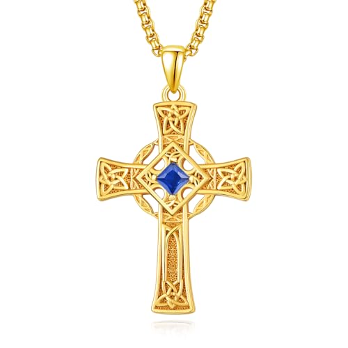 Collier en argent sterling 925 avec croix celtique anti-allergie, chaîne rolo homme robuste