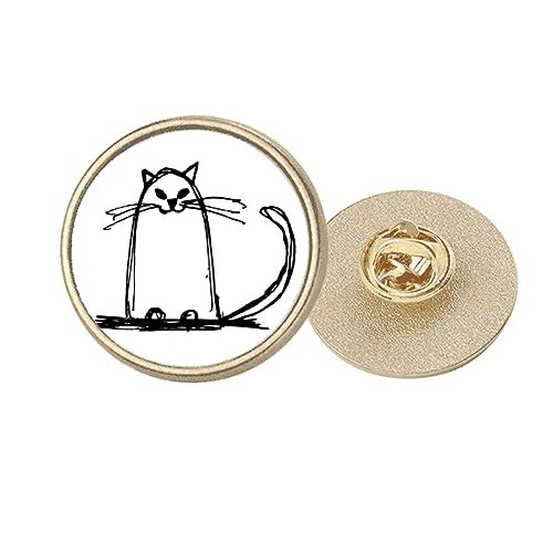 Broche chat bouclé ronde art déco en métal doré pour personnaliser manteau et foulard