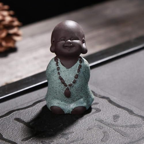 QQYDZSW Escultura Estatua Estatuilla Decoración Estatua Adornos Estatuas Y Figuras Adornos Arena Púrpura Pequeño Monje Buda Té Figura De Mascota Estatua Adorno