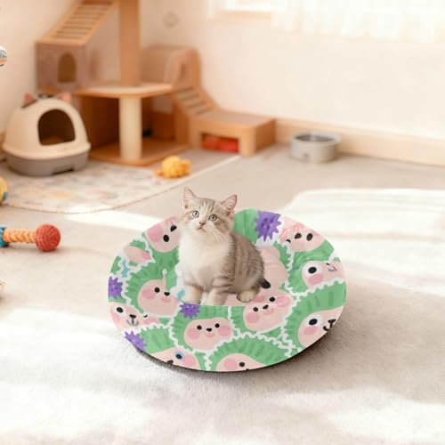 Couchage chien chat lit antidérapant motif hérisson vert taille M confortable